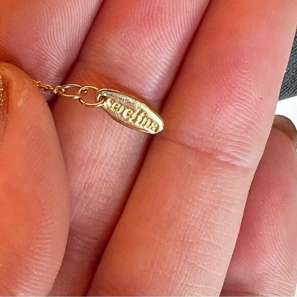 Anthropologie Serafina Boho Dainty Gold Tone Crystal Choker Necklace 14" - Picture 4 of 4